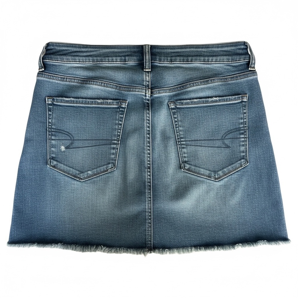 American Eagle Denim Mini Skirt Size 12 NWOT Raw Hem - Picture 2 of 7